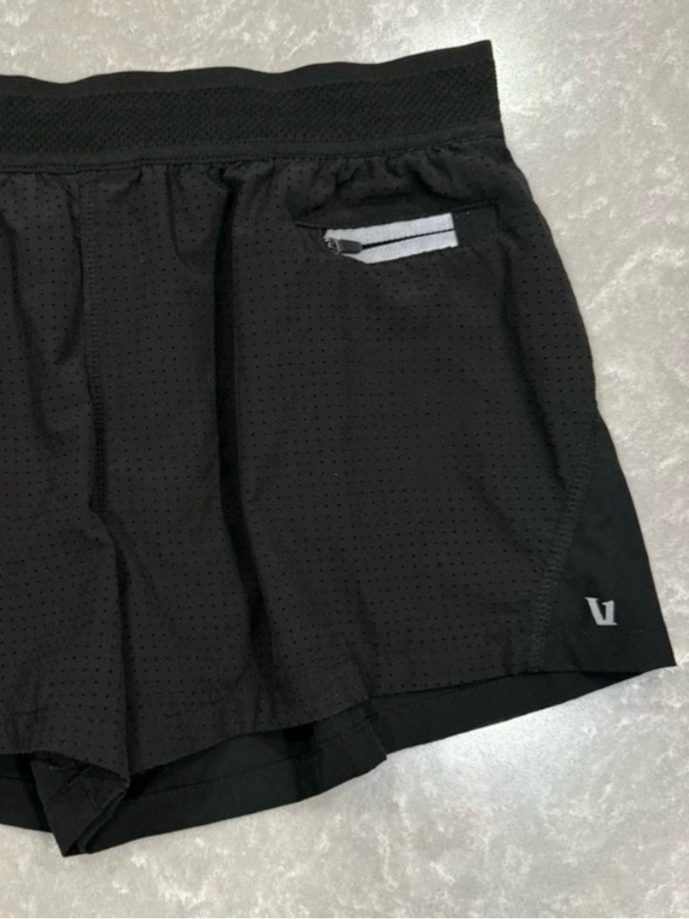 Vuori Women’s Small Black Performance Running Shorts Mesh Zip Pocket